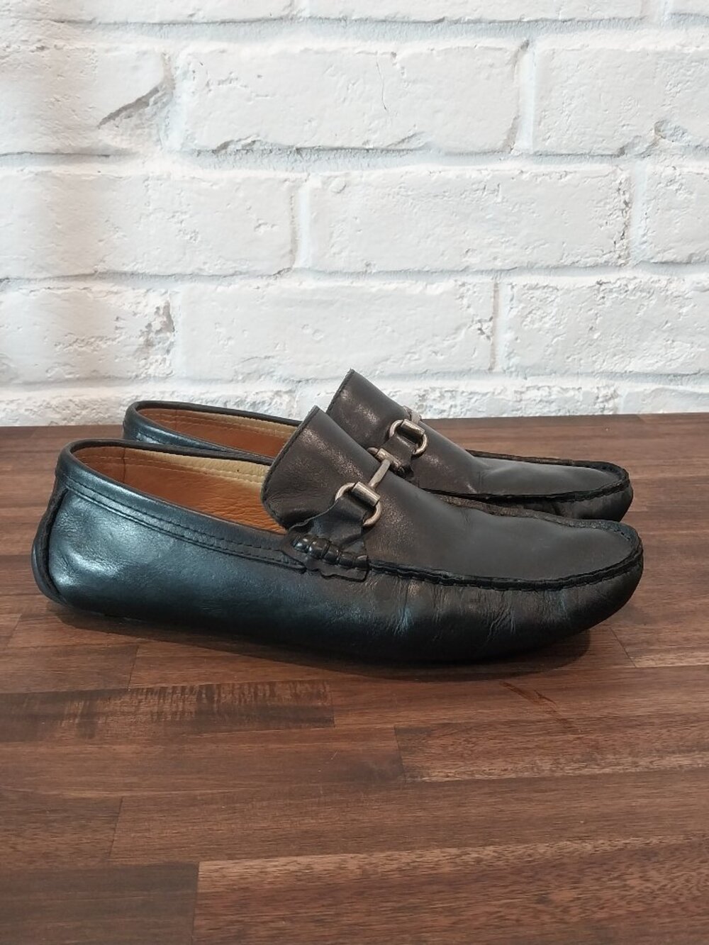 Saks Fifth Avenue Shoes Mens 10 M Black Leather Driving Loafers Slip On Comfort.